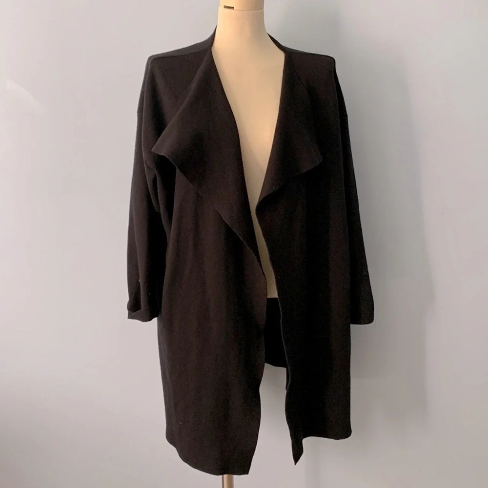 Lulus black cozy knit open front cardigan with pockets small medium oversized